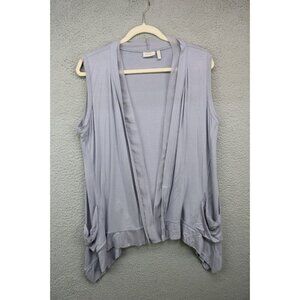 Logo by Lori Goldstein Sleeveless Open Front Cardigan-Medium-Laganlook